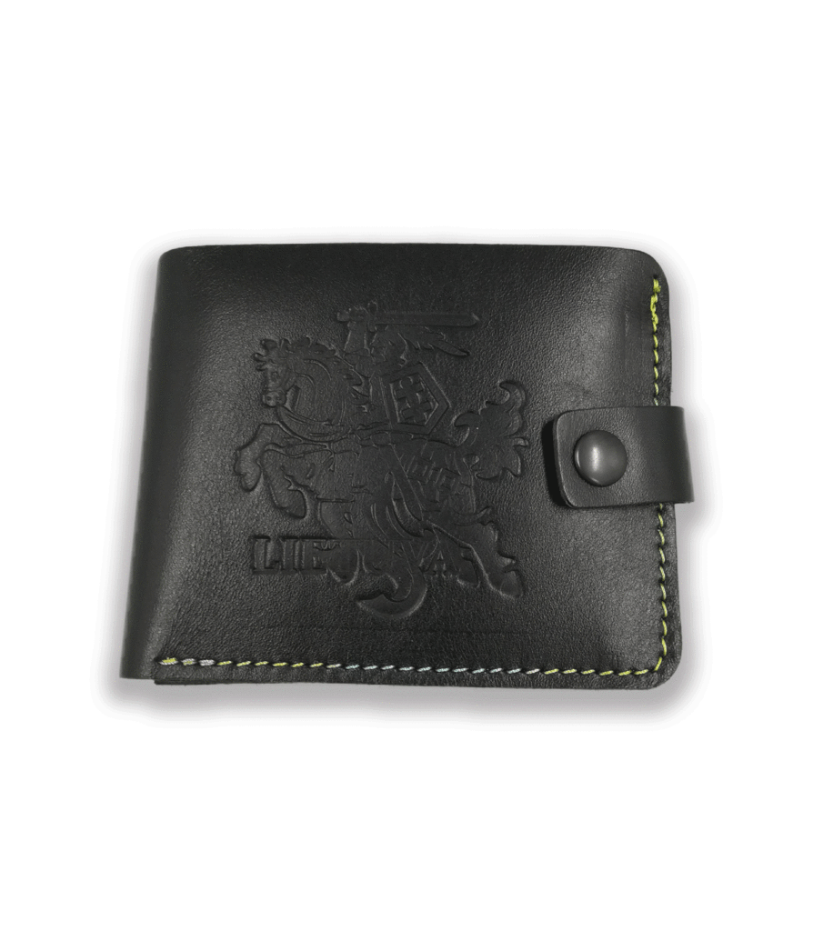 odinė piniginė vyrams su vyčiu juoda